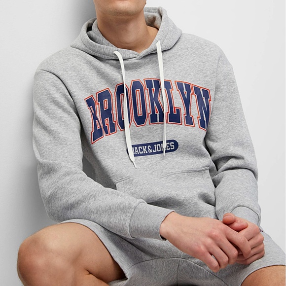 Jack & Jones gray and blue Brooklyn varsity hoodie NWT - Picture 10 of 10